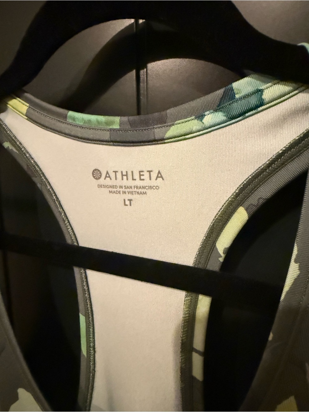 🍃 Athleta Shanti Green Floral Racerback Tank Workout Athletic Wear - Picture 4 of 12